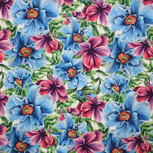 Floral Gems Printed Spandex | Blue Moon Fabrics