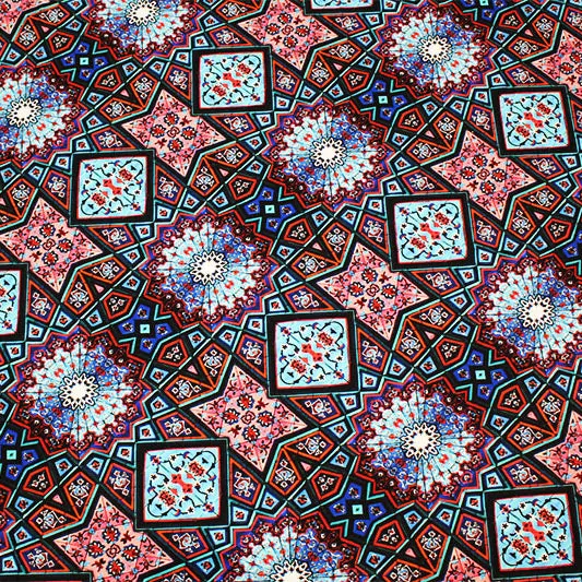 Geometric Kaleidoscope Printed Spandex | Blue Moon Fabrics