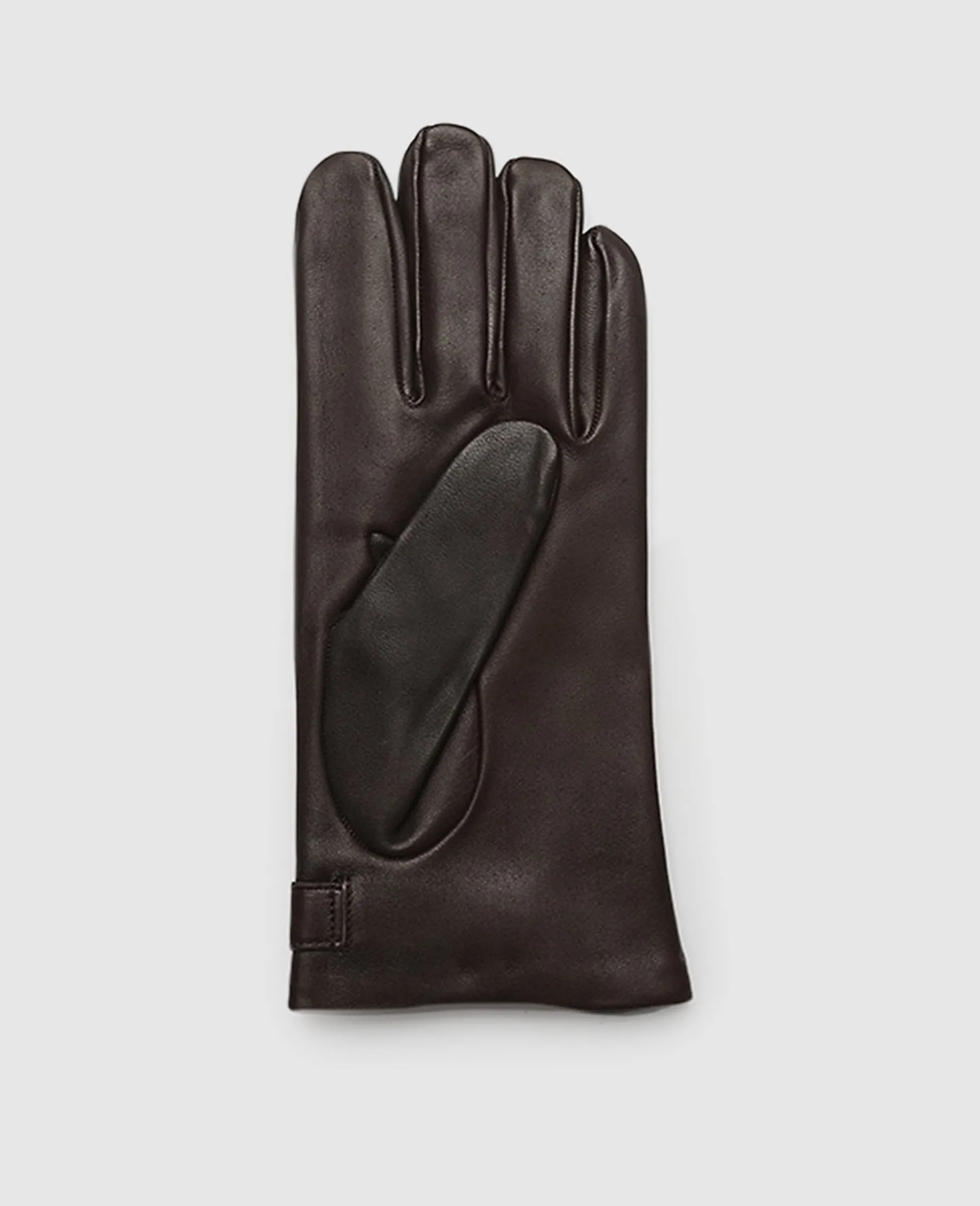 Gloves with button - Dark Brown