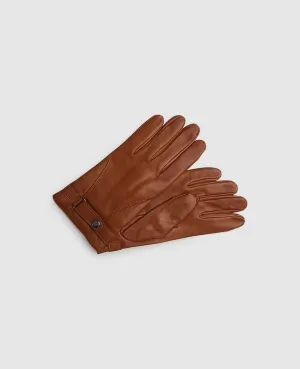 Gloves with button - Light Brown