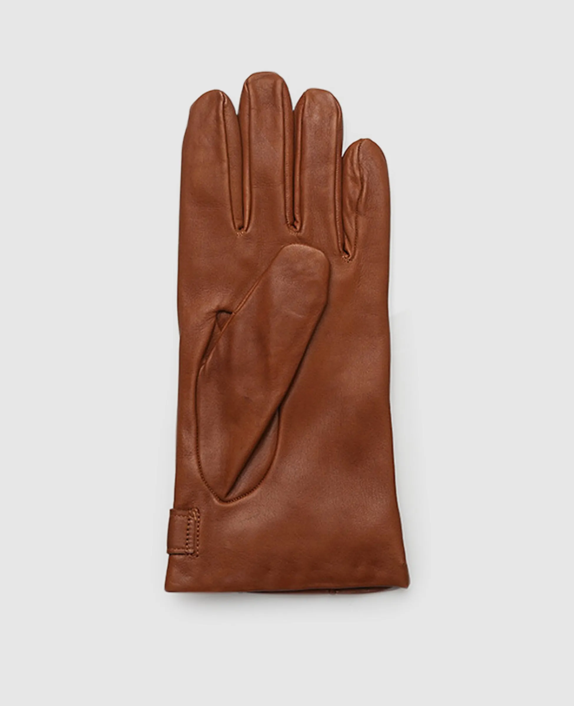 Gloves with button - Light Brown