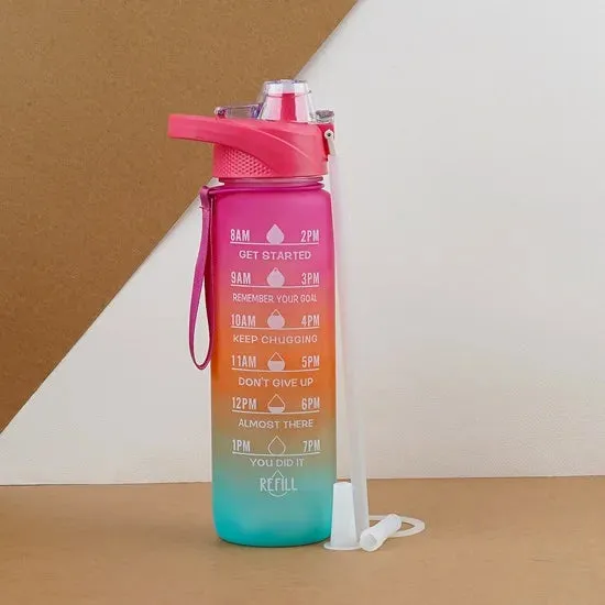 Gradient 1.1L Water Bottle With Straw and Handle Cap