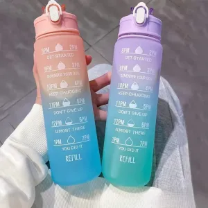 Gradient Color Plastic Water Bottle and Sipper