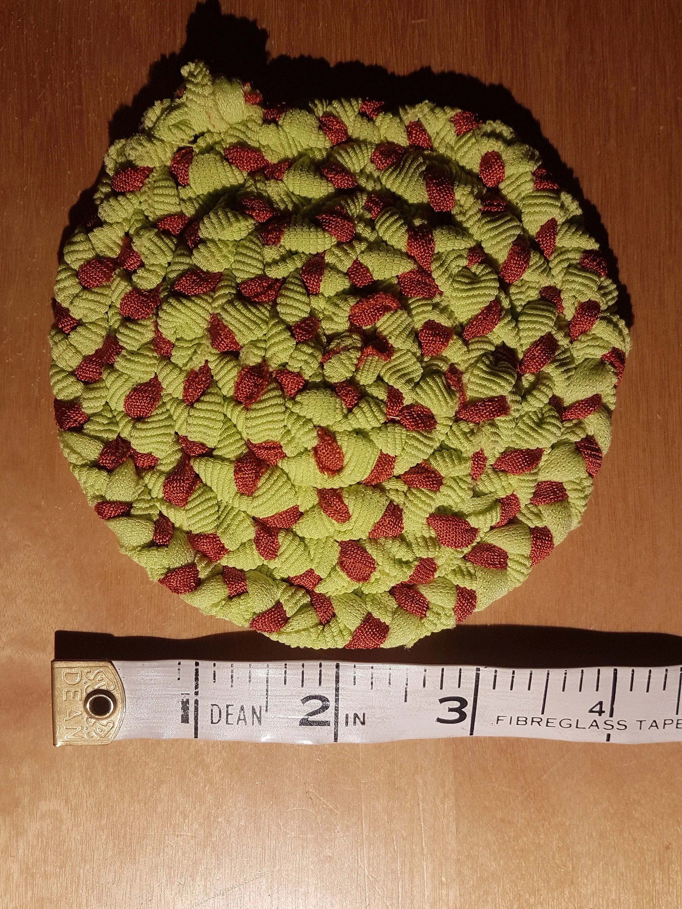 Handmade Round Coaster Orange, Lime Green