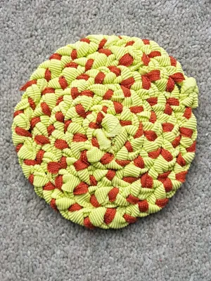 Handmade Round Coaster Orange, Lime Green