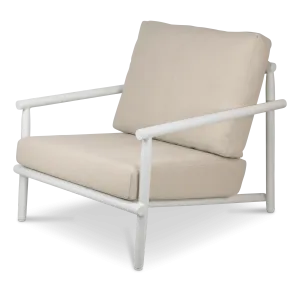 Havana Armchair in Arctic White with Dune Rope Inlay and Olefin Cushions