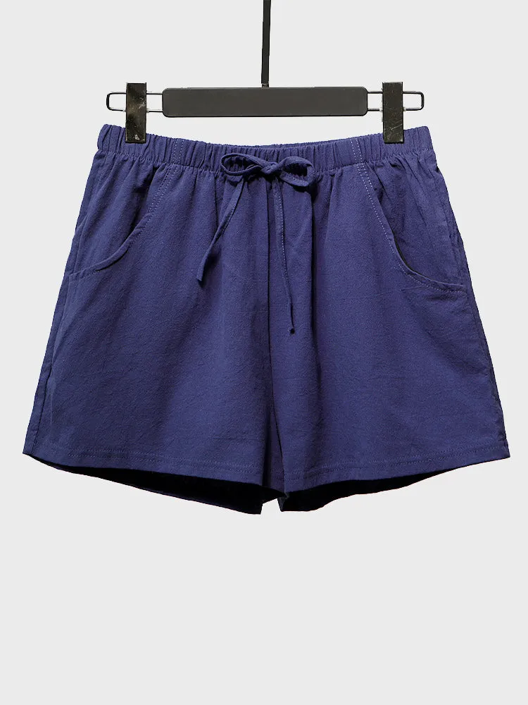 High-Waisted Linen Blend Women's Summer Shorts