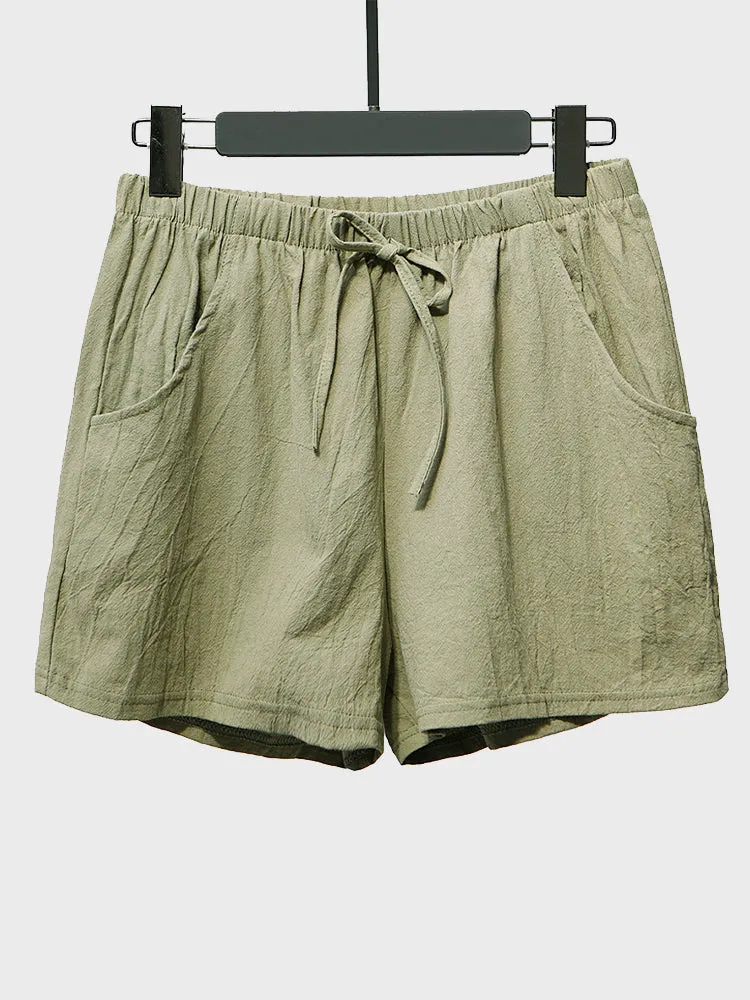 High-Waisted Linen Blend Women's Summer Shorts