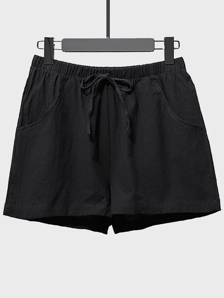 High-Waisted Linen Blend Women's Summer Shorts