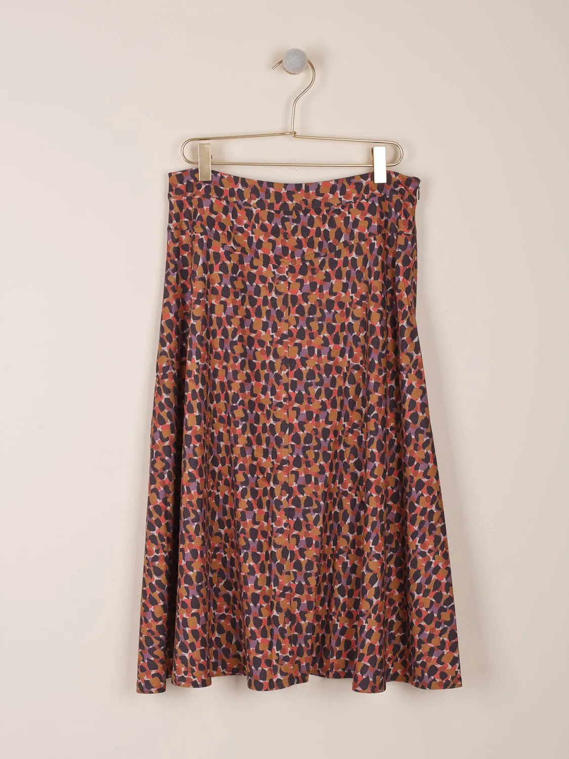 Indi & Cold Printed Stretch Midi Skirt in Pumpkin