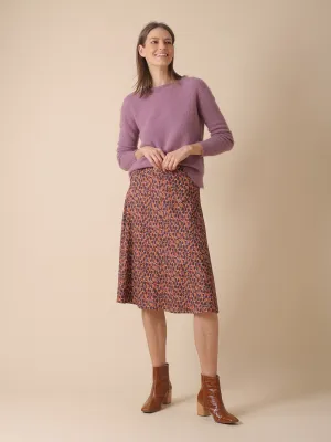 Indi & Cold Printed Stretch Midi Skirt in Pumpkin