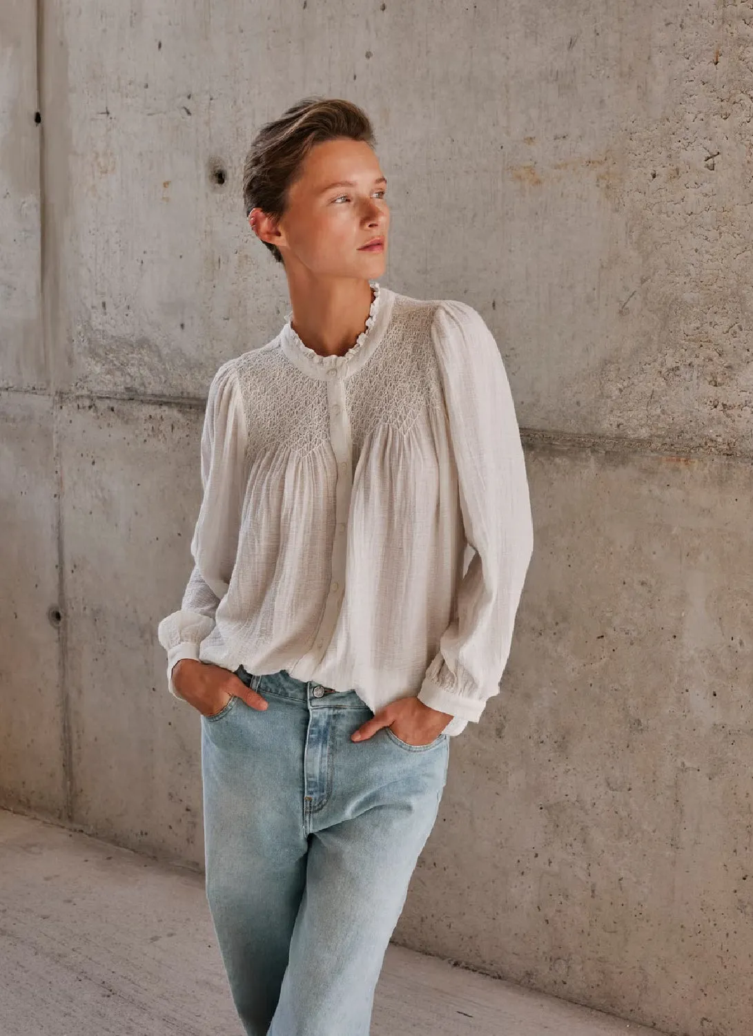 Indi & Cold Smock Embroidered Shirt