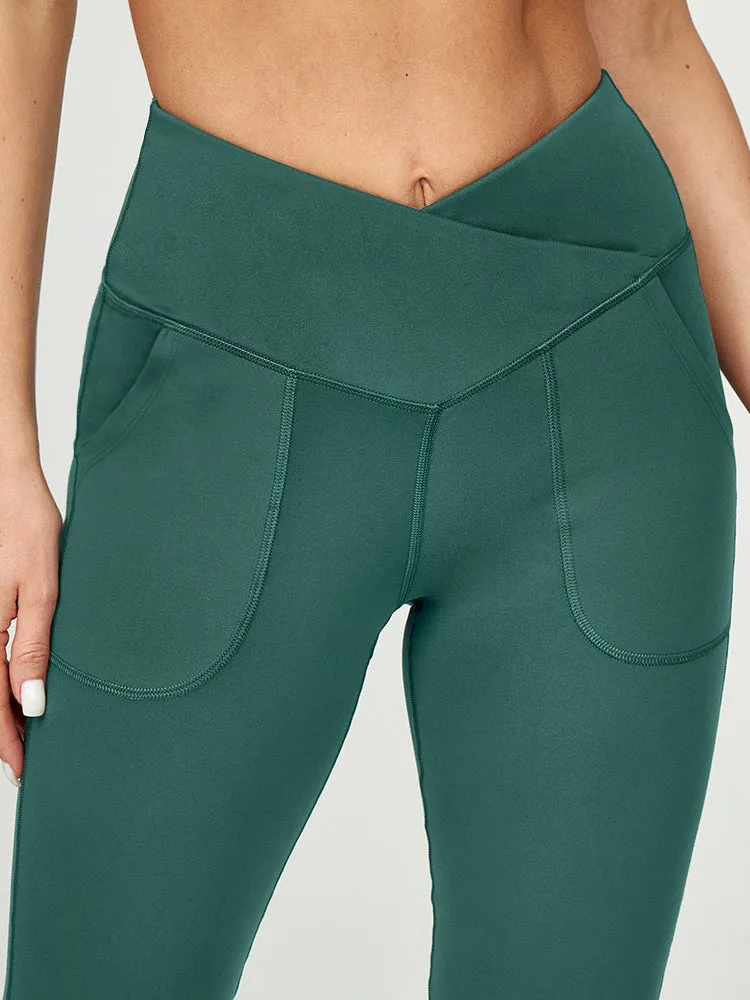 IUGA High Waisted Crossover Bootcut Yoga Pants With Pockets