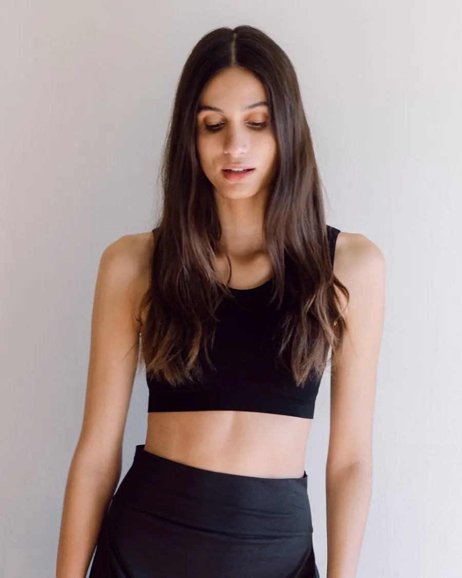 Jo-Jane Organic Cotton Yoga Bra In Black