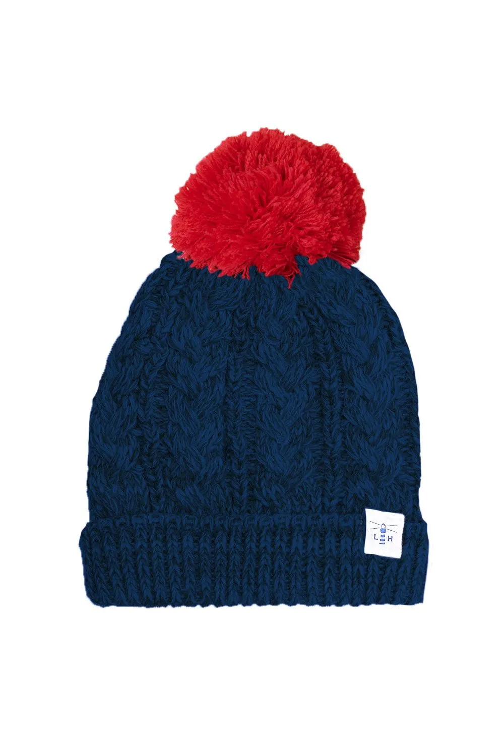 Ladies Hannah Bobble Hat - Navy & Red