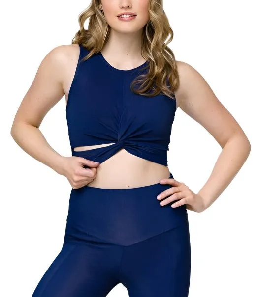 Last Chance! Onzie Front Twist Cropped Top 3726 Marine and Cantaloupe