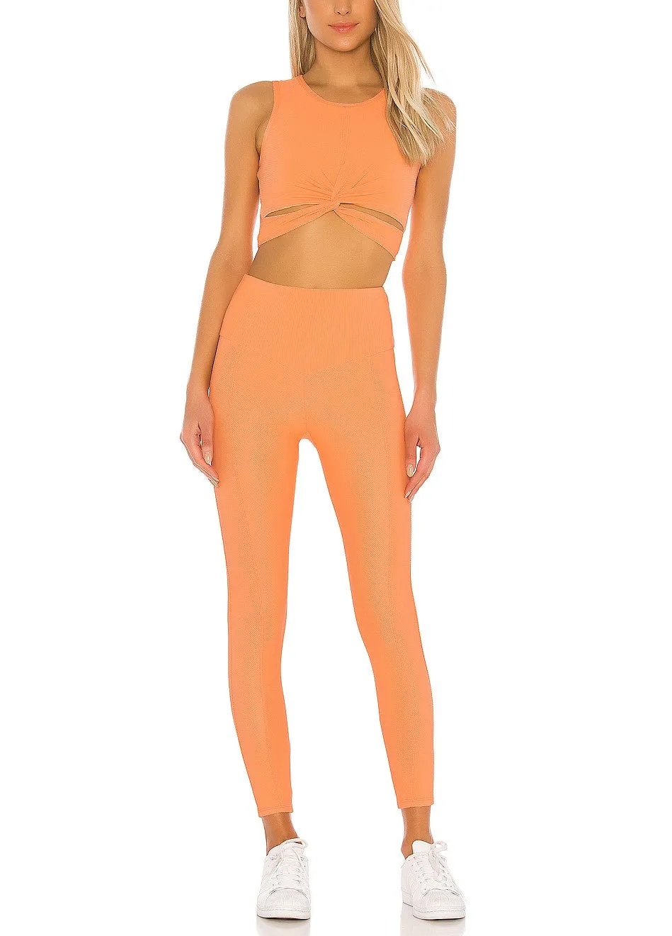 Last Chance! Onzie Front Twist Cropped Top 3726 Marine and Cantaloupe