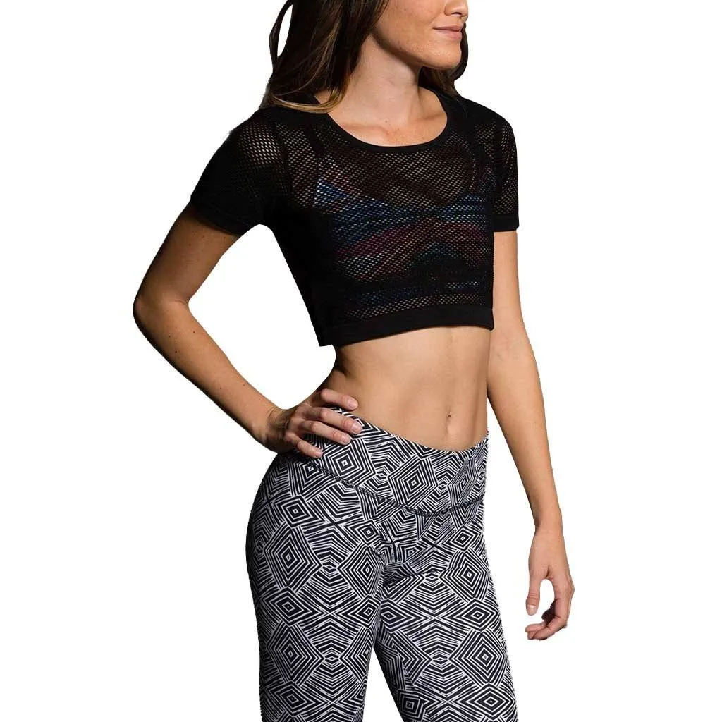 Last Chance! Onzie Hot Yoga Seamless Mesh Crop Top 3013 Black