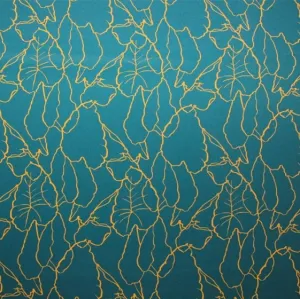 Leaf Outline Printed Spandex | Blue Moon Fabrics