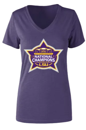 LSU Tigers 2023 Women's Basketball National Champions T-Shirt Ladies V-Neck BA