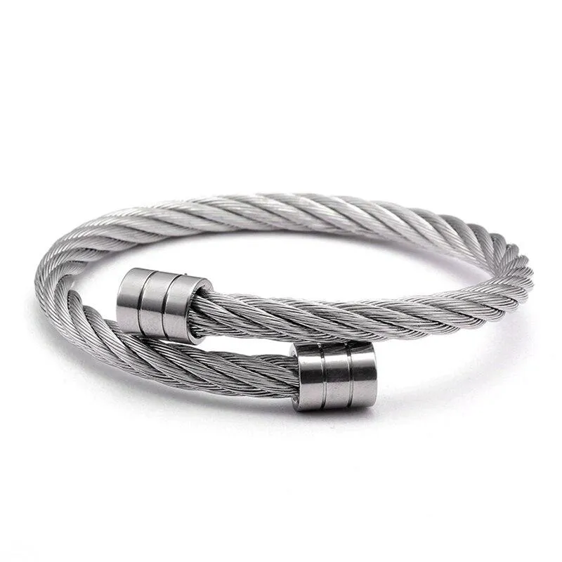 Mats Metal Rope Minimal Cuff Bracelet