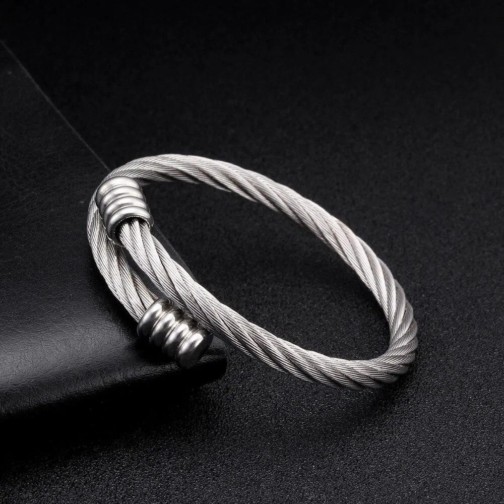 Mats Metal Rope Minimal Cuff Bracelet