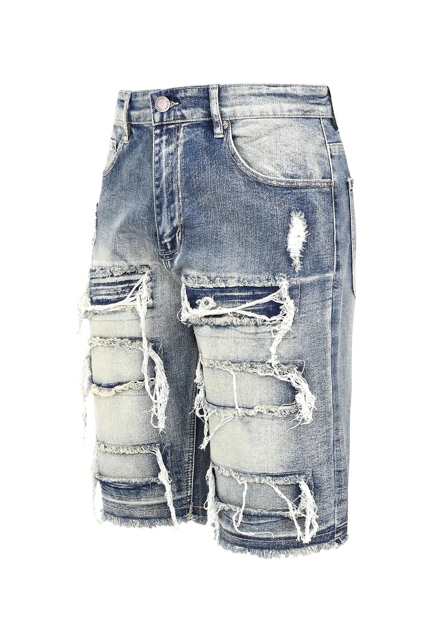 Men's Distressed Washed Out Denim Shorts