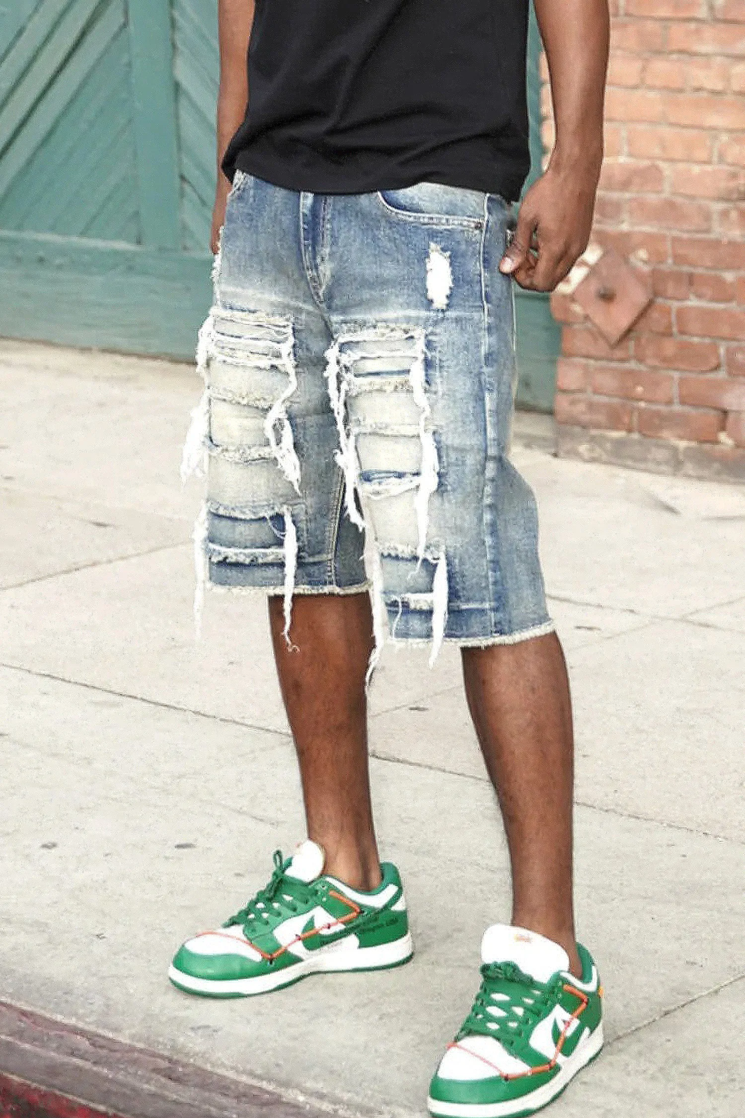 Men's Distressed Washed Out Denim Shorts