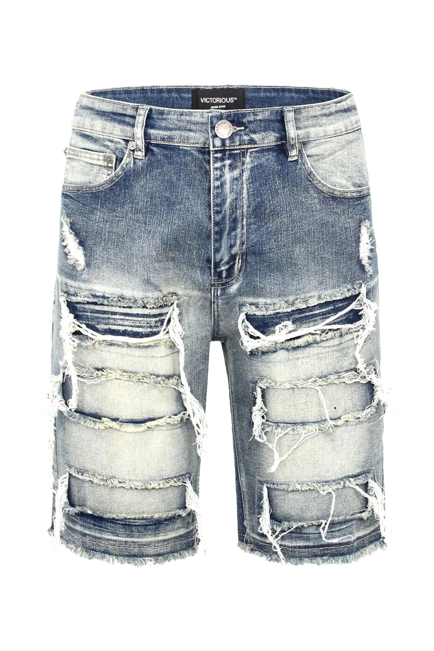 Men's Distressed Washed Out Denim Shorts