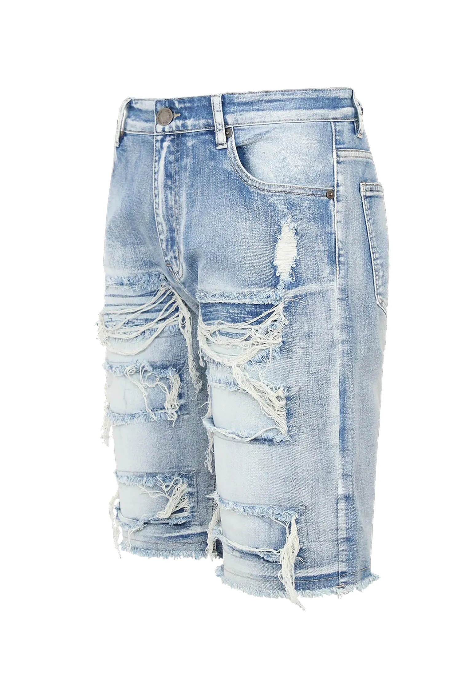 Men's Distressed Washed Out Denim Shorts