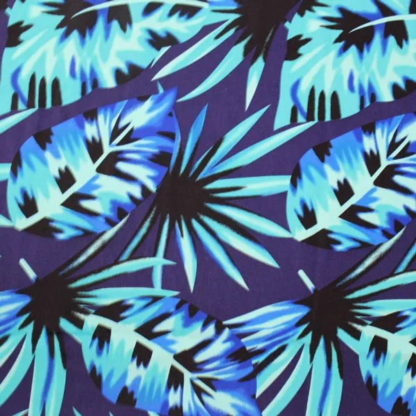 Miami Vice Palm Leaves Printed Spandex | Blue Moon Fabrics