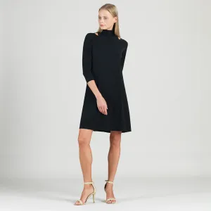 Mock Neck Cut Out Tunic Dress - Black - Final Sale!