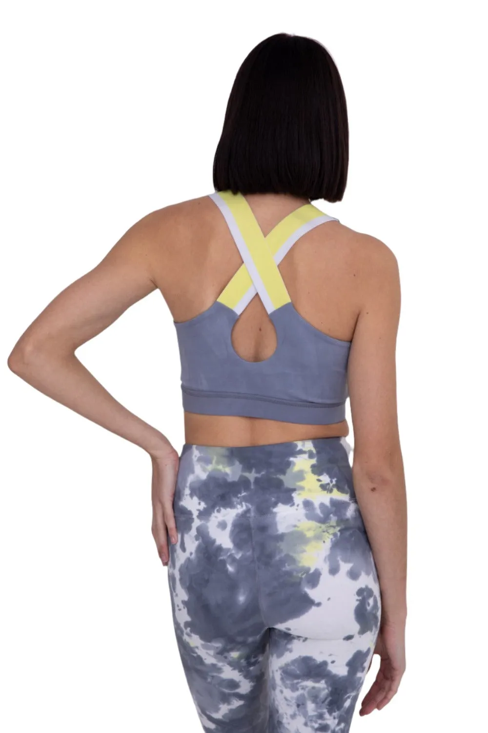 Mono B Solid Sports Bra with Striped Overlay Back AT3132 and Plus