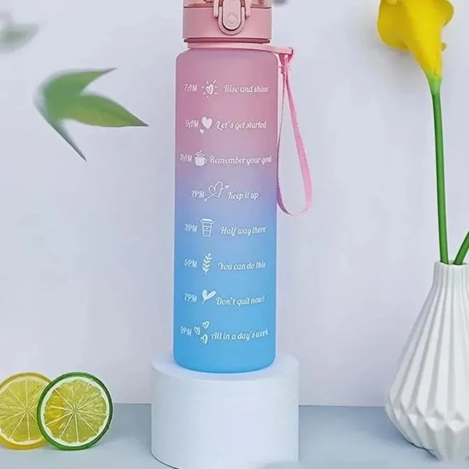 Motivational Quotes Gradient Color Plastic Water Bottle Sipper