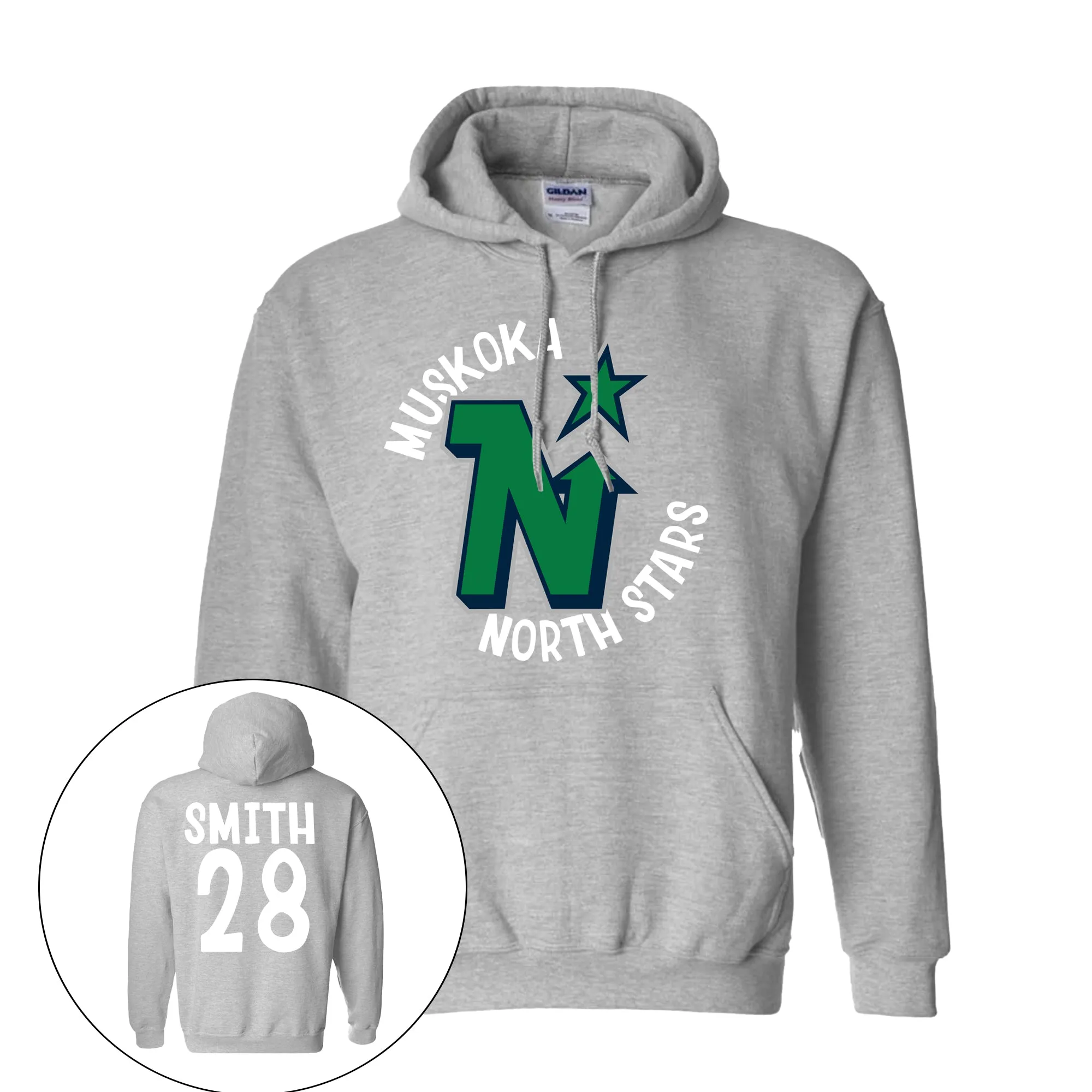 MUSKOKA NORTH STARS Round Logo - Personalized Hoodie Youth & Adult