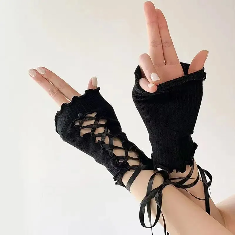 'New Age' Black Anime Lolita Fishnet Gloves