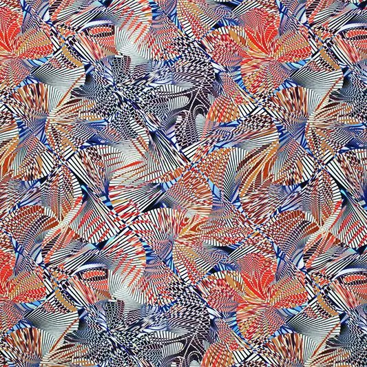 Orange and Blue Rays Printed Spandex | Blue Moon Fabrics