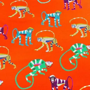 Orange Monkey Printed Spandex | Blue Moon Fabrics