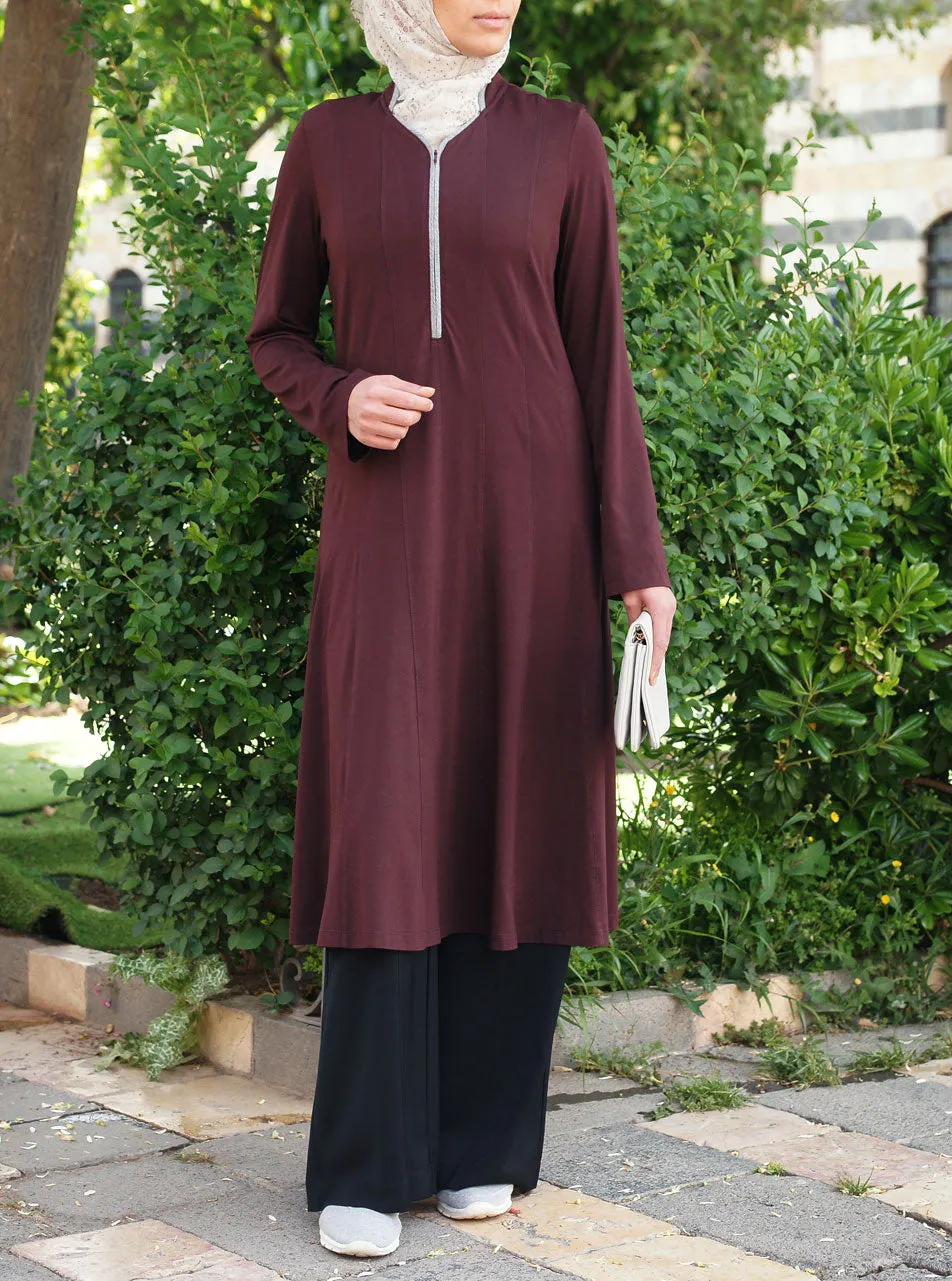 Paneled Tunic with Contrast Neckline