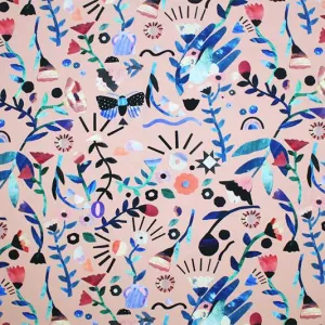 Paper Cutout Garden Printed Spandex | Blue Moon Fabrics