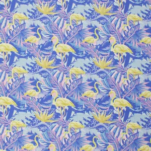 Pastel Flamingos and Palms Printed Spandex | Blue Moon Fabrics