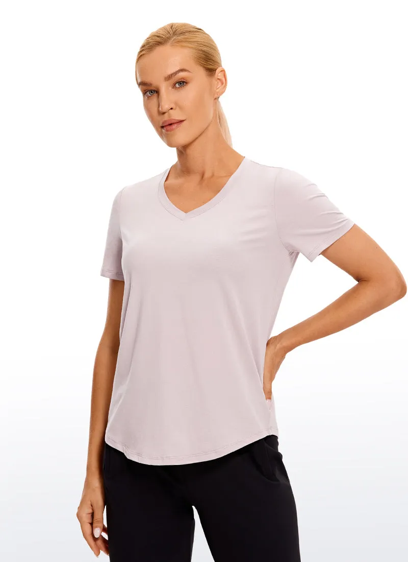 Pima Cotton Yoga Short Sleeves V-Neck