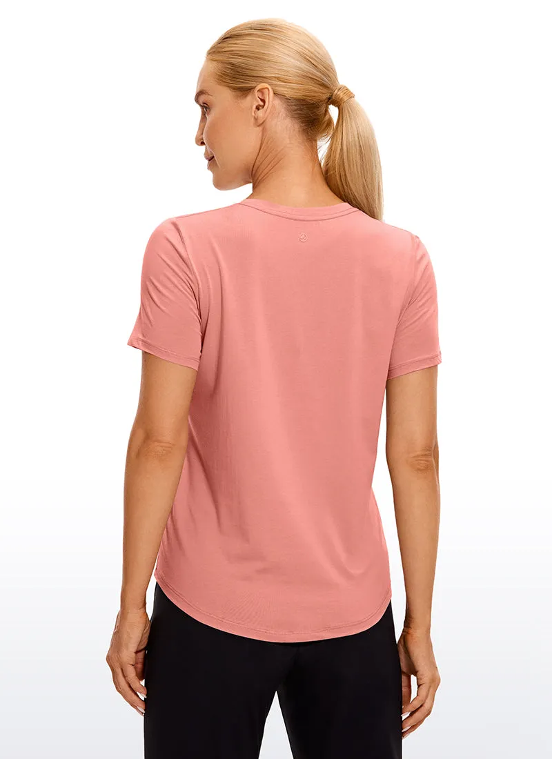 Pima Cotton Yoga Short Sleeves V-Neck