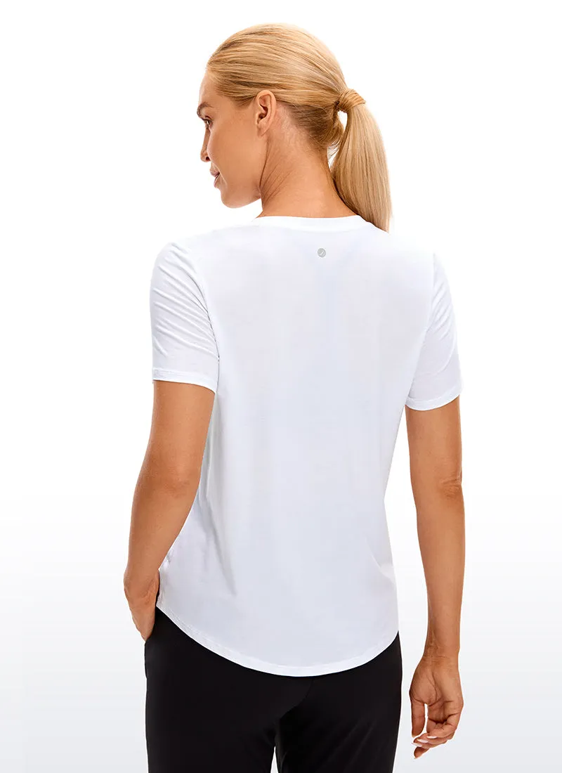 Pima Cotton Yoga Short Sleeves V-Neck