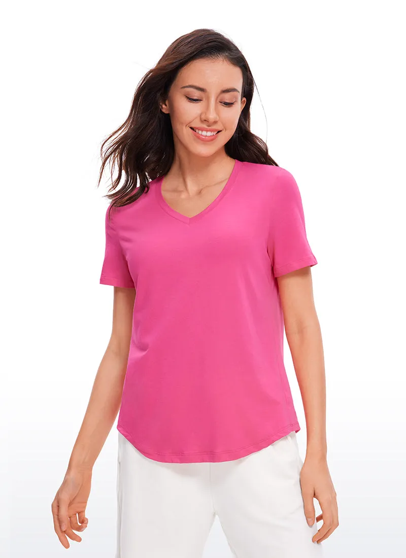 Pima Cotton Yoga Short Sleeves V-Neck