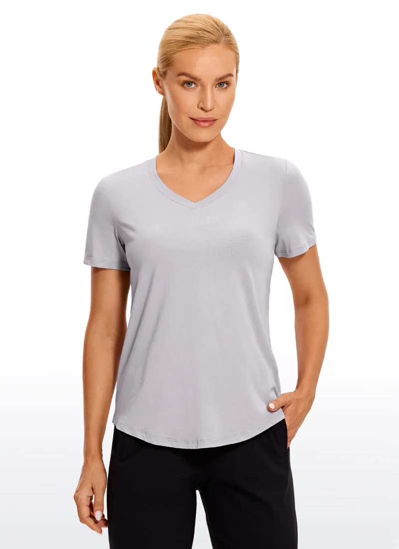 Pima Cotton Yoga Short Sleeves V-Neck