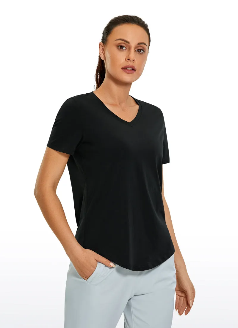 Pima Cotton Yoga Short Sleeves V-Neck