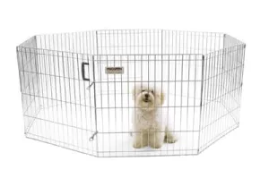 Precision Pet Products Exercise Pen Silver 24 In - Durable and Portable Play Yard for Pets