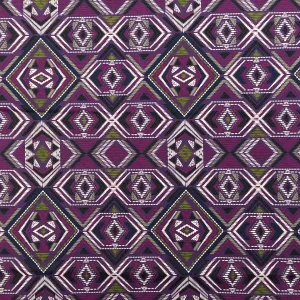 Purple and Green Tribal Printed Spandex | Blue Moon Fabrics