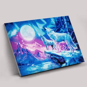 "Wolves & Northern Lights" Framed Crystal Art Kit 40x50cm